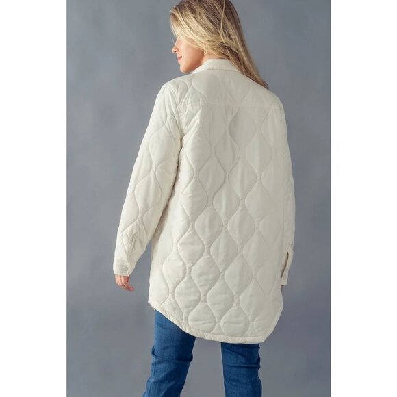 NWT URBAN DAISY IVORY QUILTED THIN PUFFER JACKET - Picture 2 of 2
